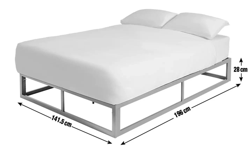 Platform Double Metal Bed Frame - Black | Bedroom Furniture for Teen or Guest Ro