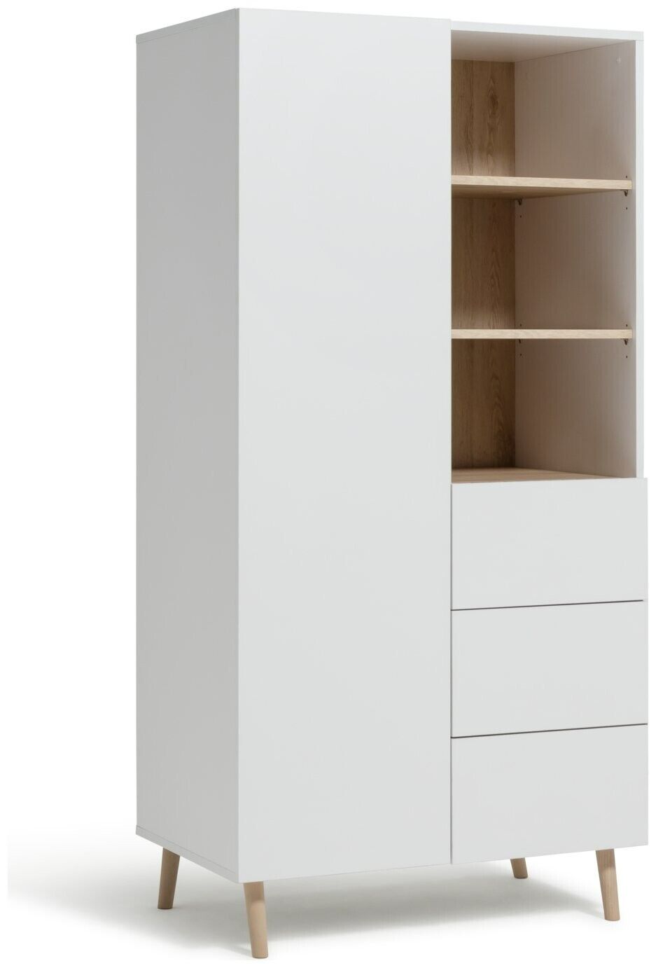 Skandi 1 Door 3 Drw Open Wardrobe -White Two Tone