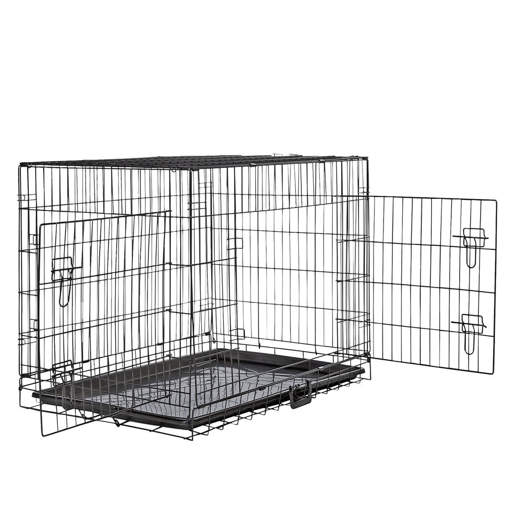 Double Door Dog Crate- Large | Pet Cage Kennel for Home Large Breed Dogs
