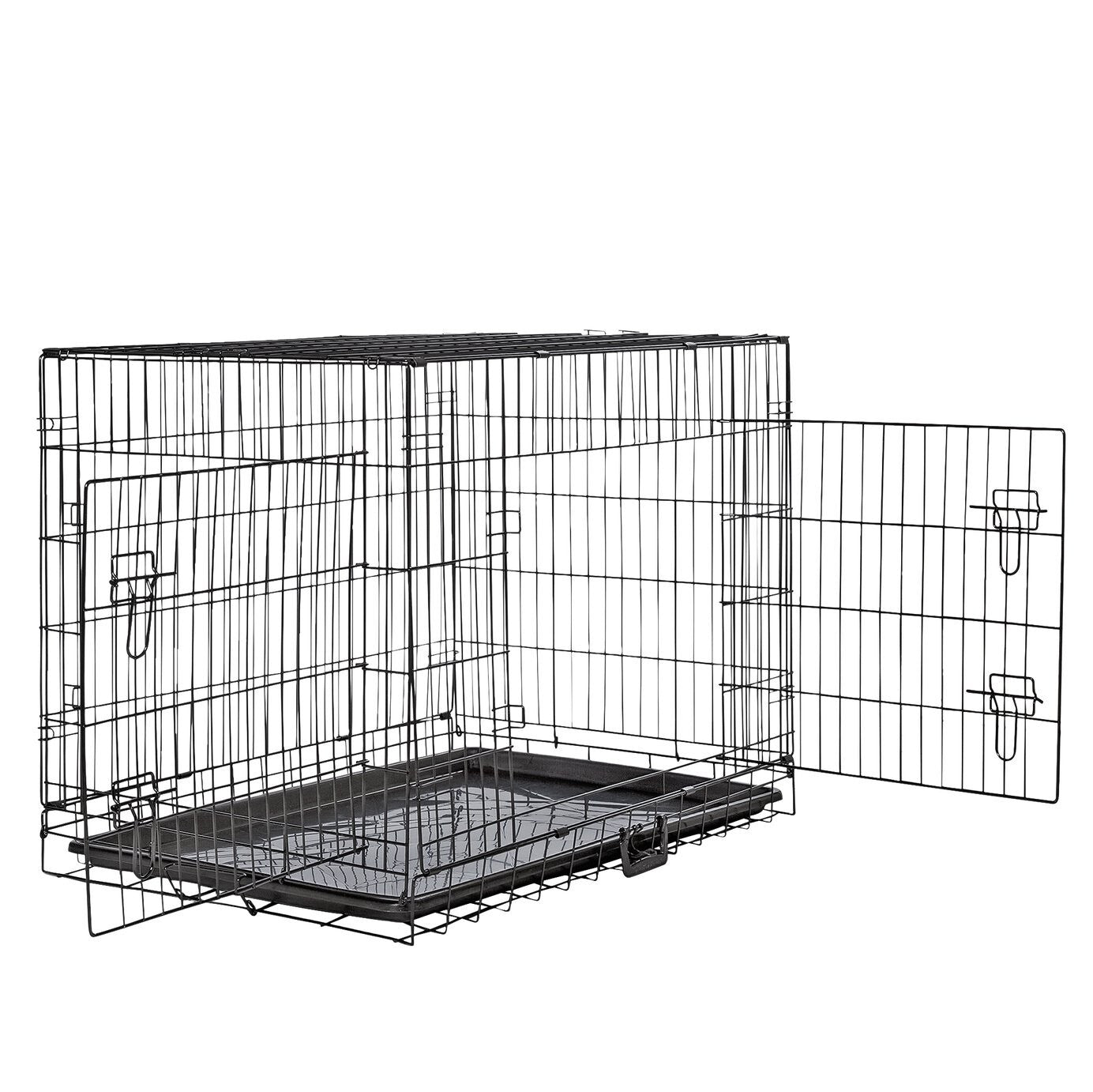 Double Door Dog Crate- Large | Pet Cage Kennel for Home Large Breed Dogs