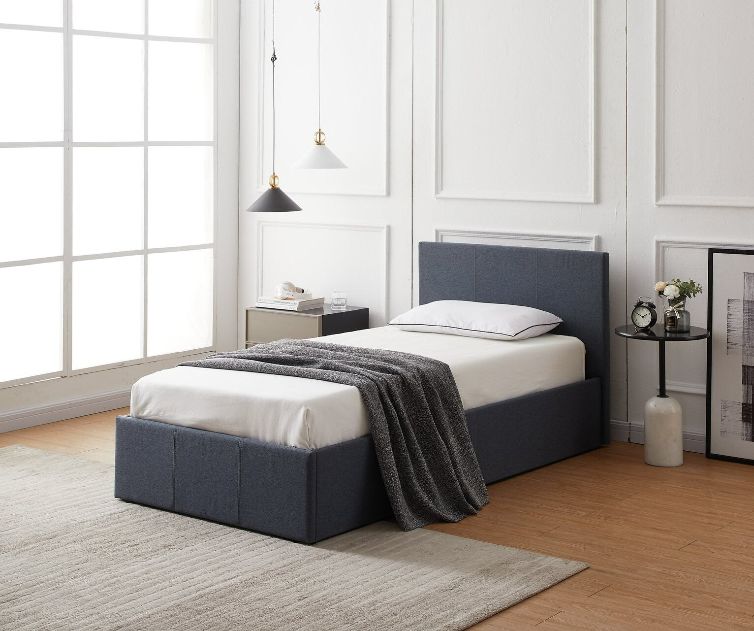 Heathdon Single End Lift Ottoman Bed - Grey