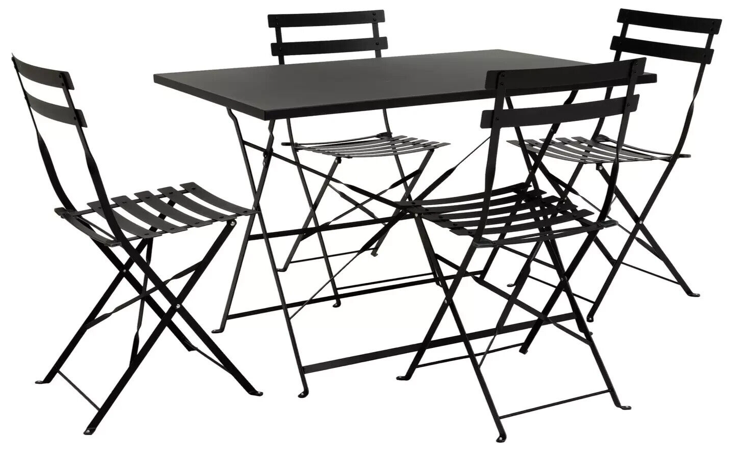 Habitat Eve 4 Seater Folding Metal Patio Set Black | Outdoor Garden Table Chairs