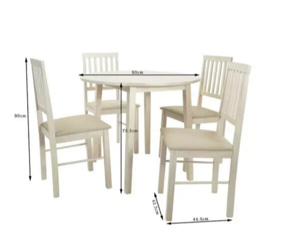 Kendal Solid Wood Extending Table & 4 Oak Chairs White Wash