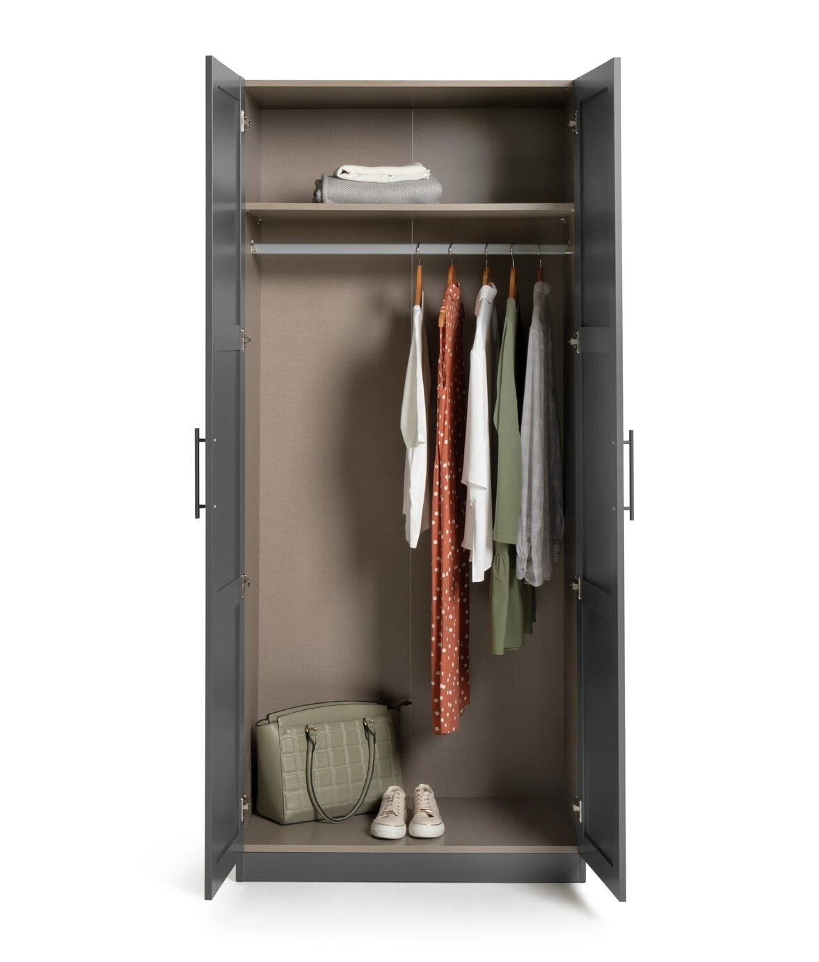 Habitat Munich Panelled 2 Door Wardrobe - Anthracite ( B Grade 33394 - 33397 )