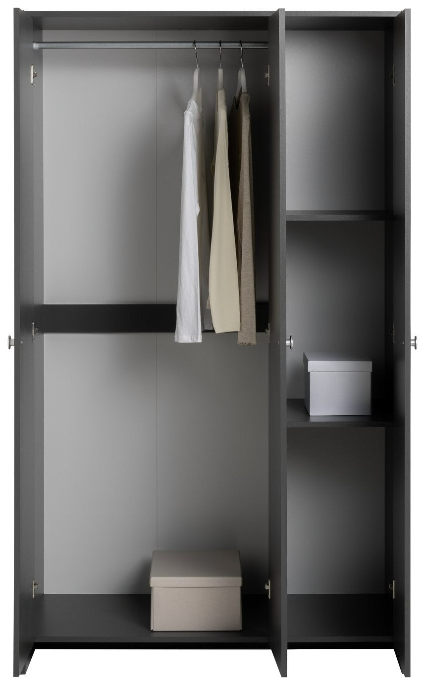 Home Seville 3 Door Wardrobe - Anthracite | Triple wardrobe