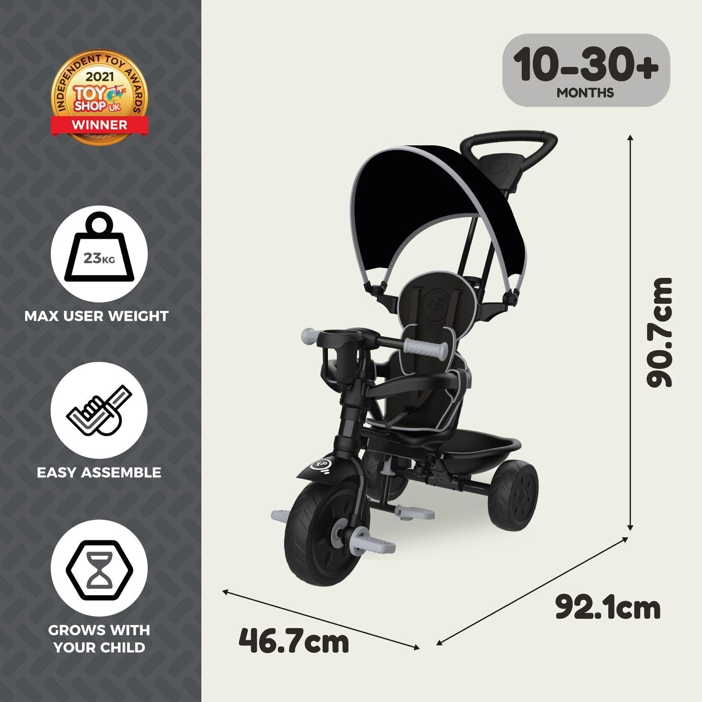TP Toys 4 in 1 Trike - Grey Storm