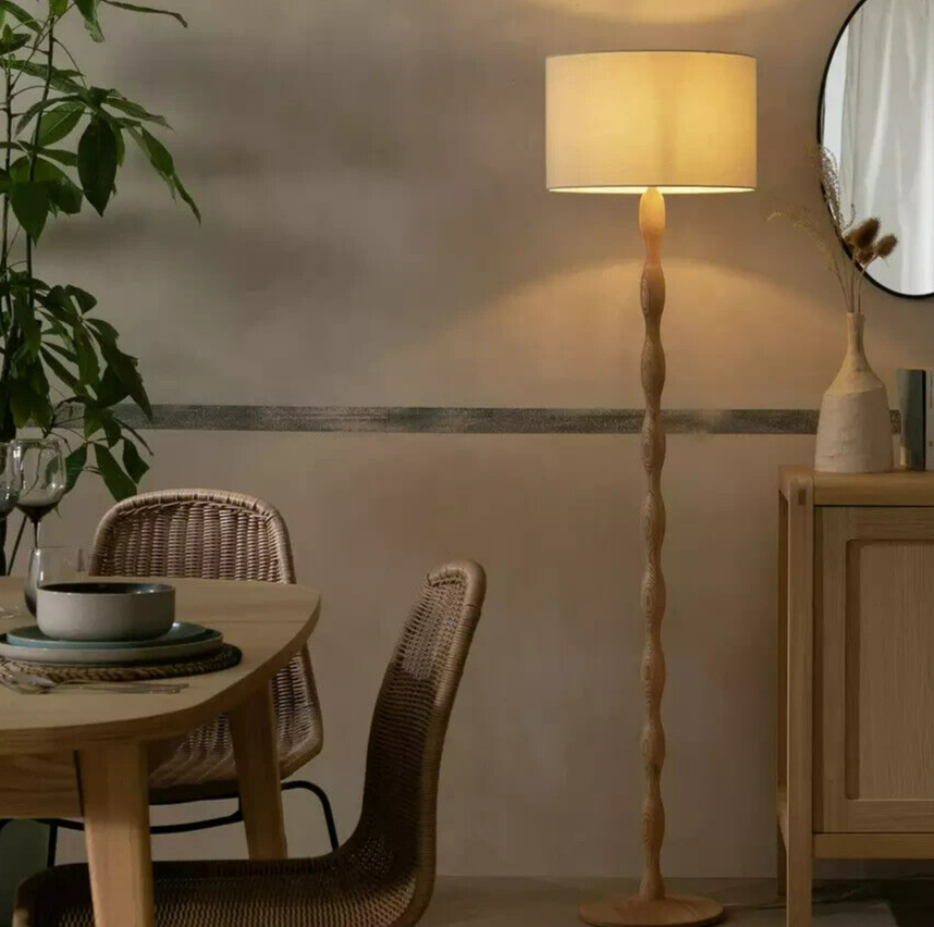 Habitat Bobbin Ash Wood Stick Floor Lamp - Natural