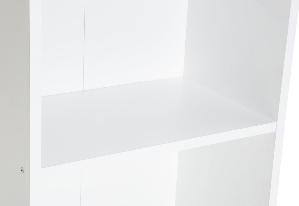 Home Malibu Narrow Bookcase - White | Bookshelf Storage Cabinet for Living Room