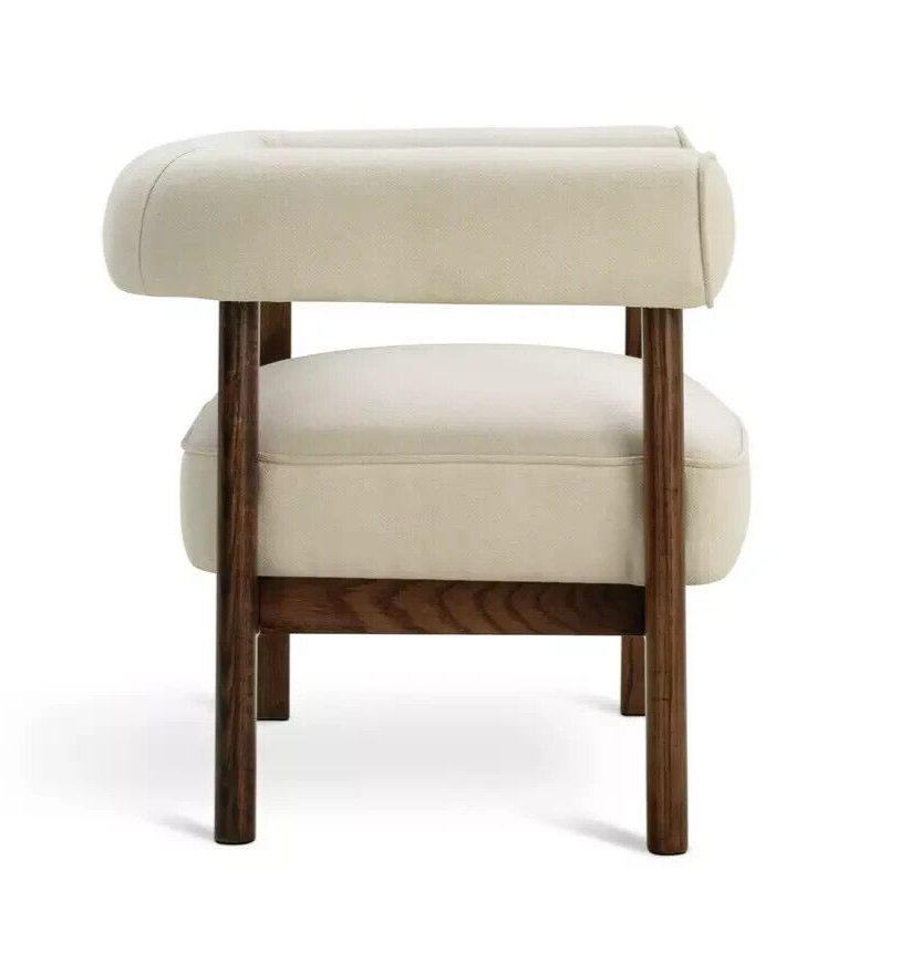 Habitat Elio Fabric Curved Armchair - Natural