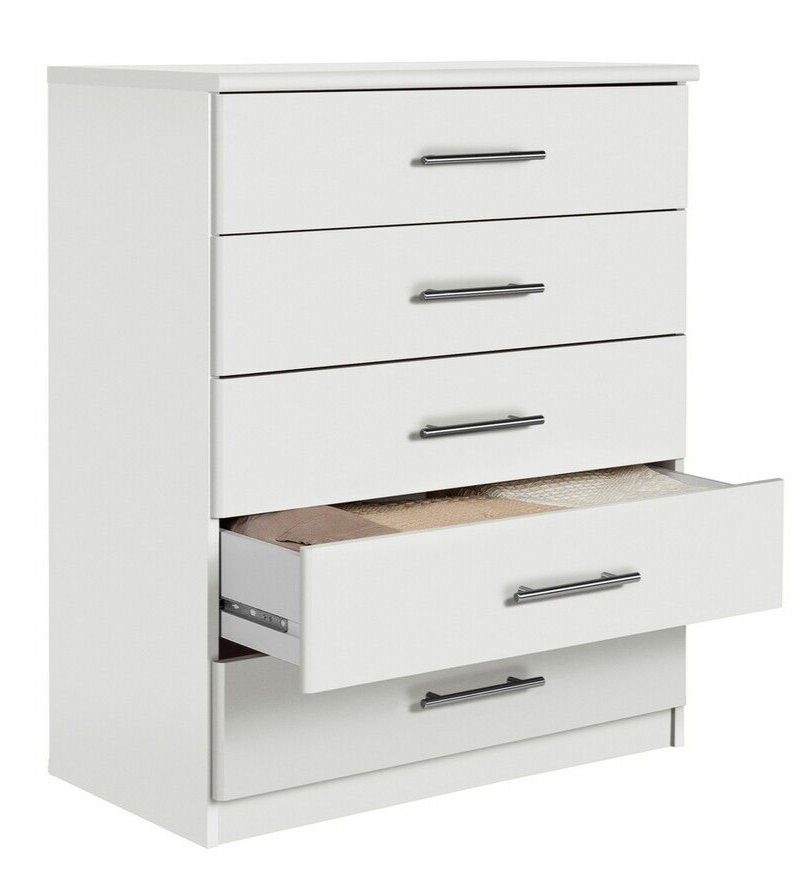 Home Normandy 5 Drawer Chest of Drawers White | Storage Furniture for Bedroom