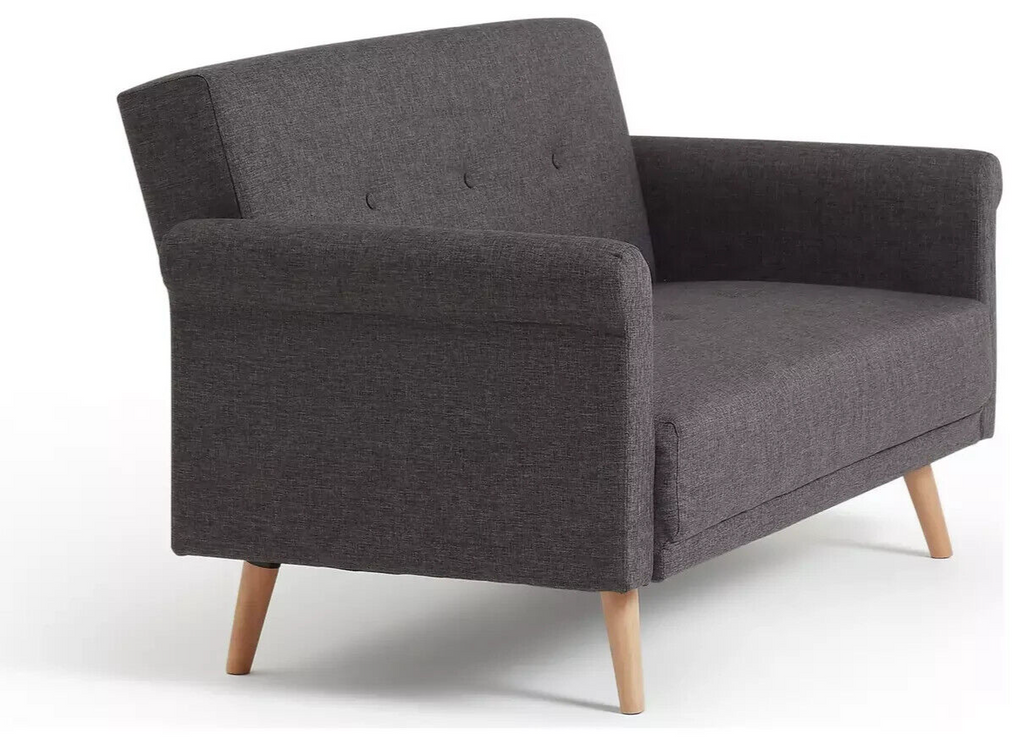 Habitat Evie 2 Seater Fabric Sofa in a Box - Charcoal| Compact Living Room Couch