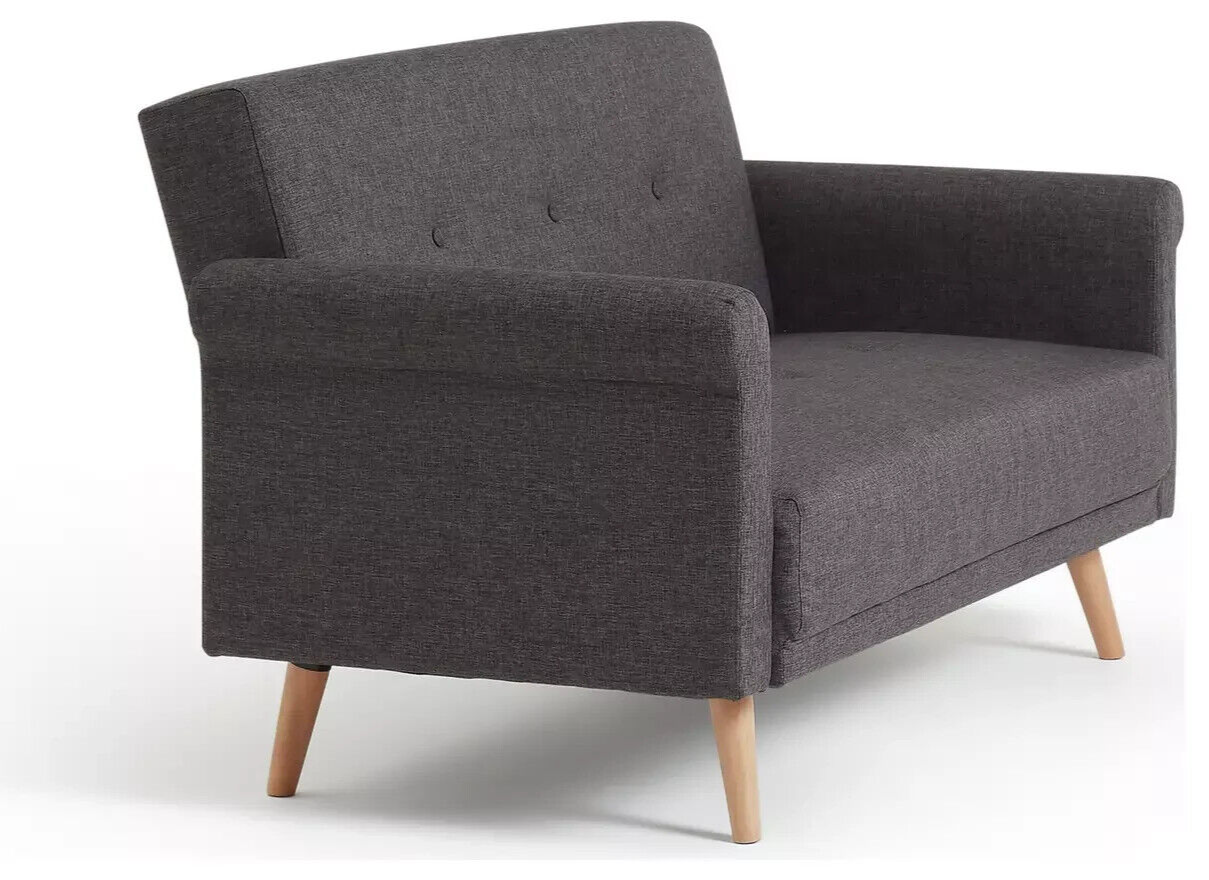 Habitat Evie 2 Seater Fabric Sofa in a Box - Charcoal| Compact Living Room Couch