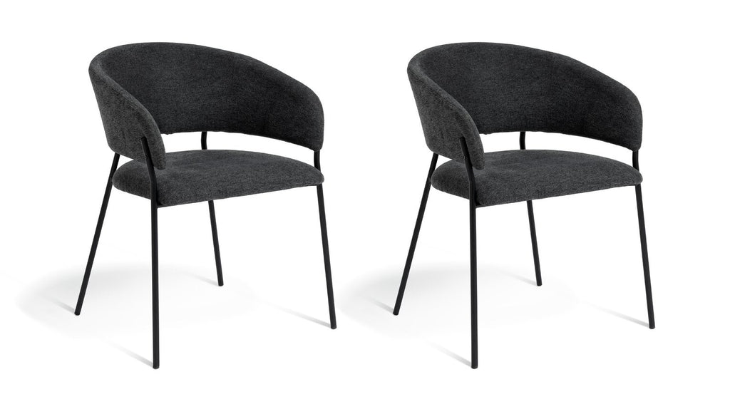 Habitat Sawyer Pair of Fabric Dining Chairs - Charcoal