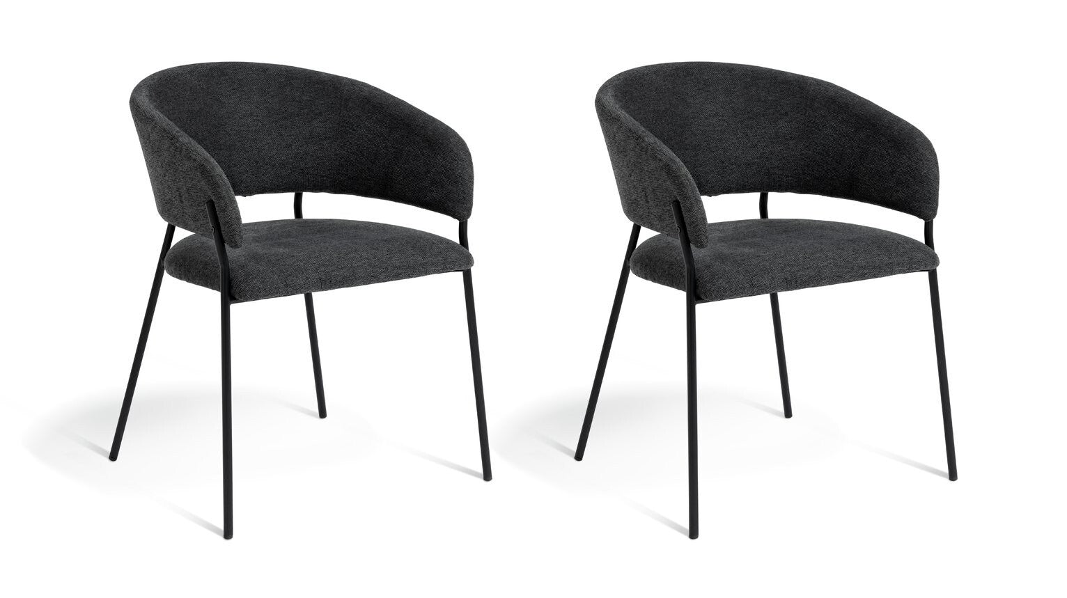 Habitat Sawyer Pair of Fabric Dining Chairs - Charcoal