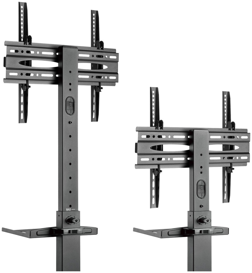 ProperAV Mobile TV Stand on Wheels Up to 55 Inch Black | Adjustable Rolling Cart