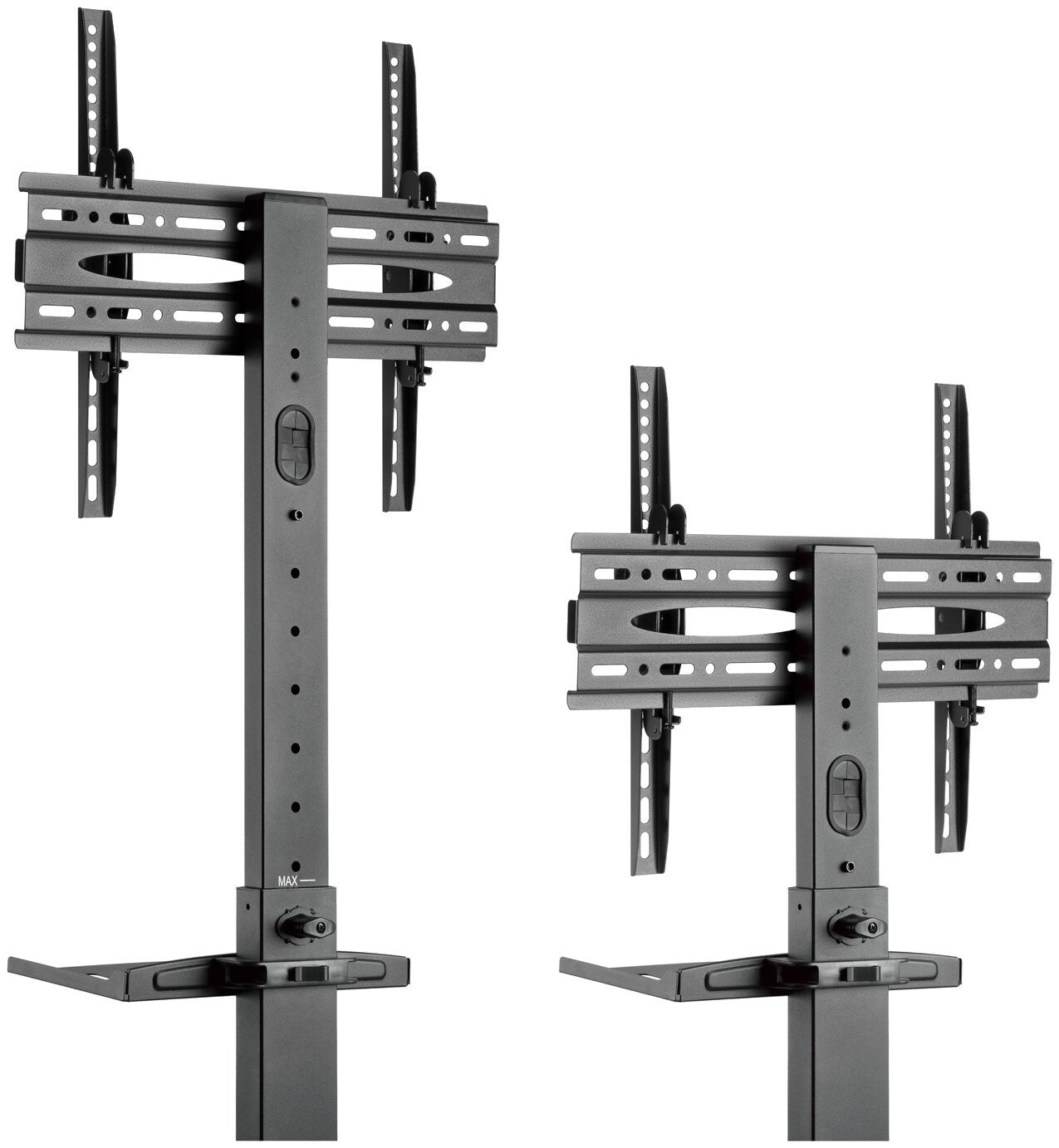 ProperAV Mobile TV Stand on Wheels Up to 55 Inch Black | Adjustable Rolling Cart