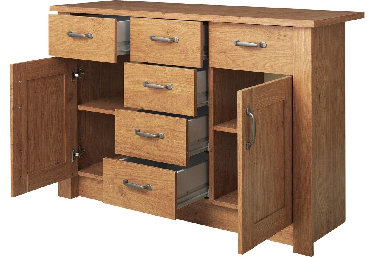 Ohio 2 Door 6 Drawer Sideboard - Oak Effect ( B Grade 55484 - 55488 )