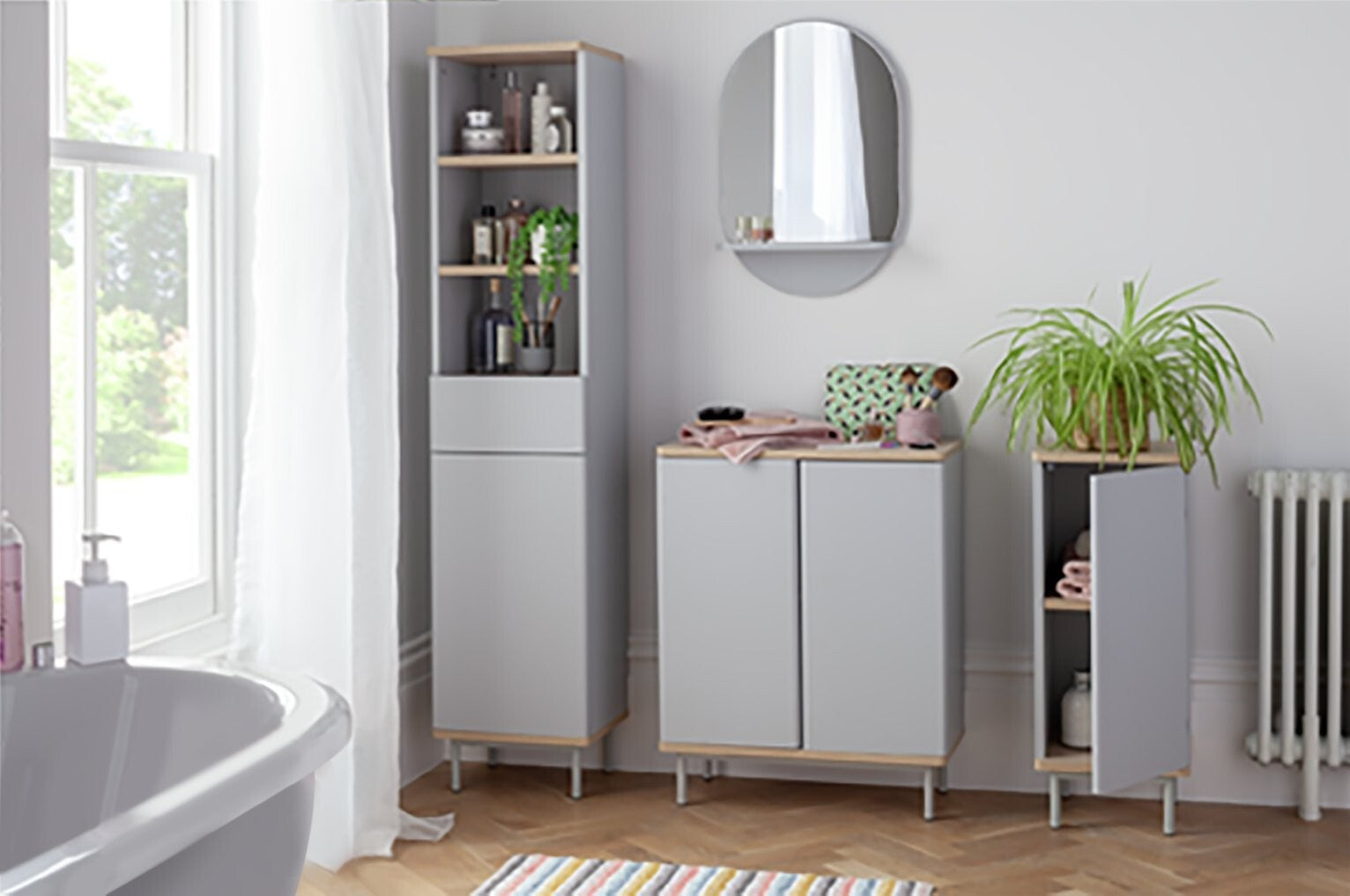Habitat Freja Tallboy - Grey | Slim Storage Cabinet for Bedroom or Bathroom Use