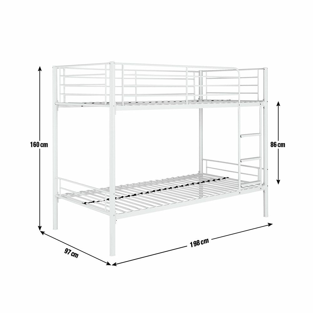Mason Single Bunk Bed For Kids / Adults/Teenager -Silver x2 Memory Foam Mattress
