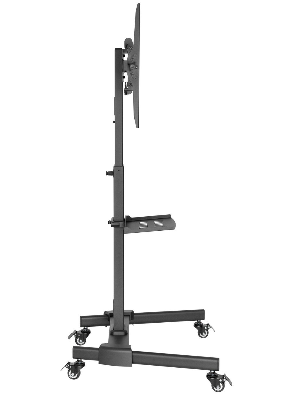 ProperAV Mobile TV Stand on Wheels Up to 55 Inch Black | Adjustable Rolling Cart