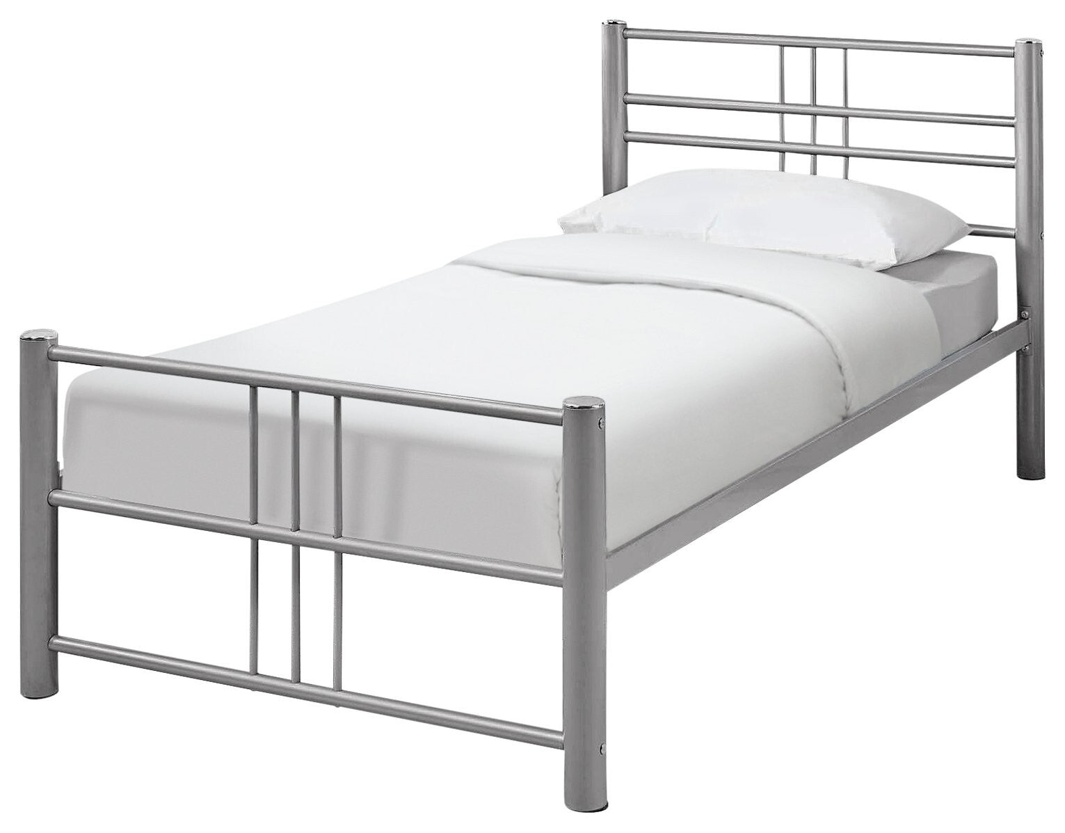 Home Atlas Single Metal Bed Frame - Silver
