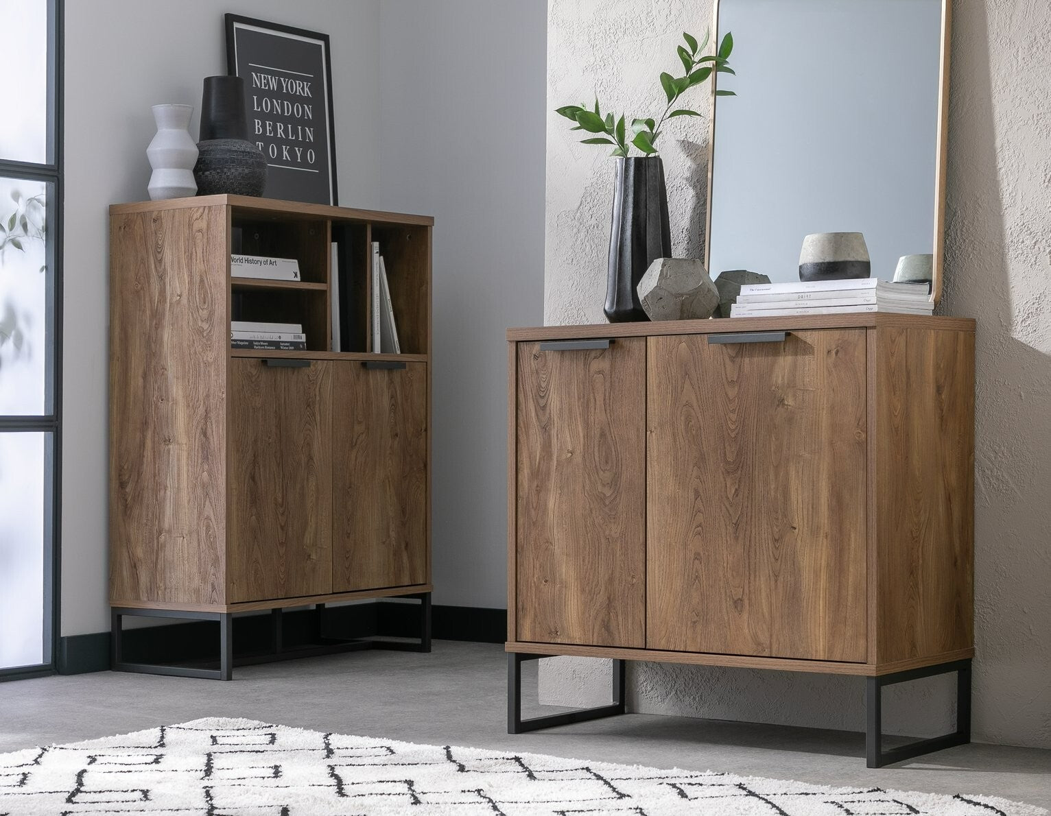 Nomad 2 Door Vinyl Cabinet - Oak