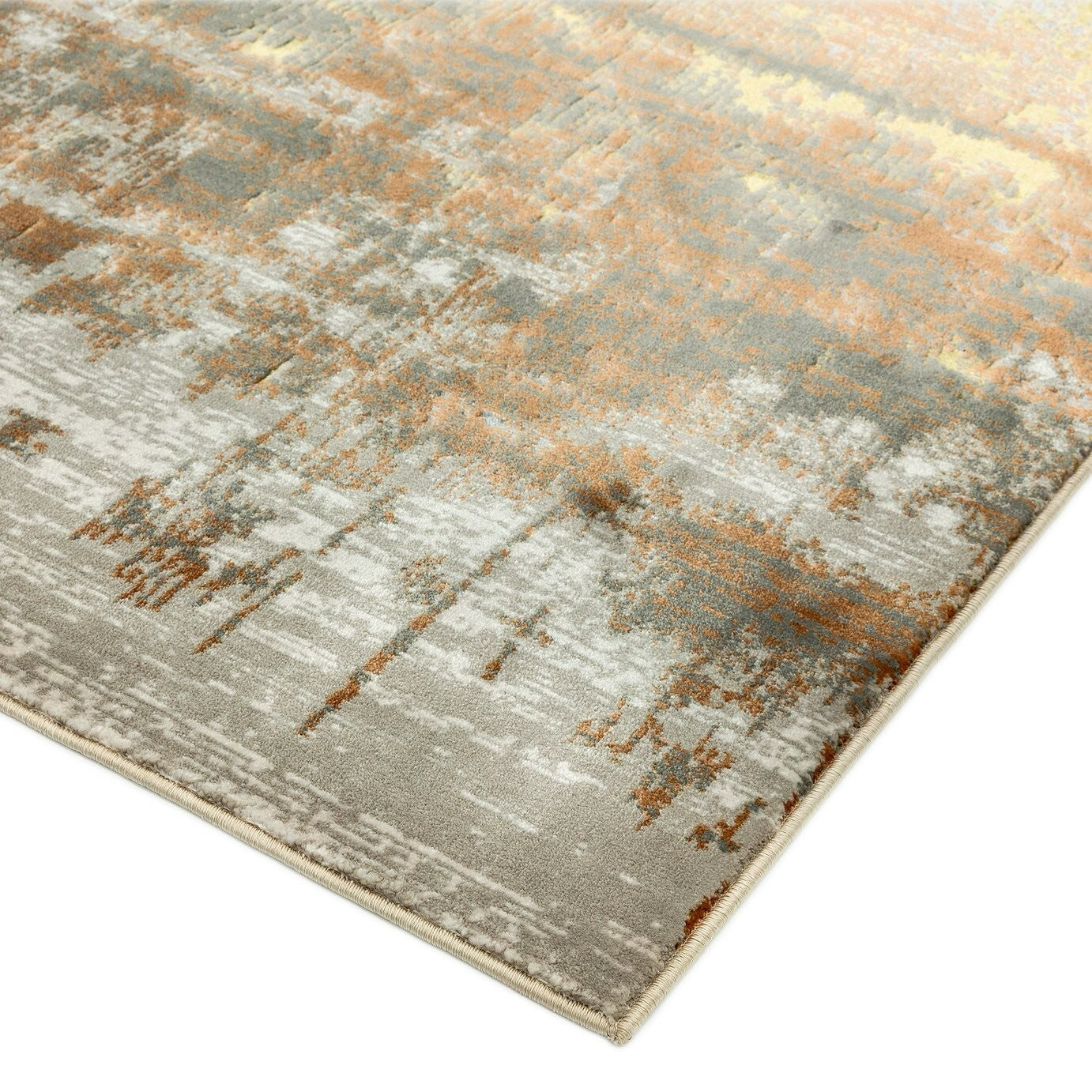Asiatic Aurora Shiny Abstract Gold Cut Pile Rug - 170x120cm