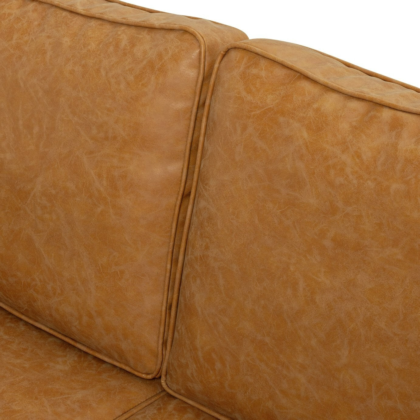 Knox Leather 2 Seater Sofa Tan | Faux Leather Couch Compact Lounge Seating