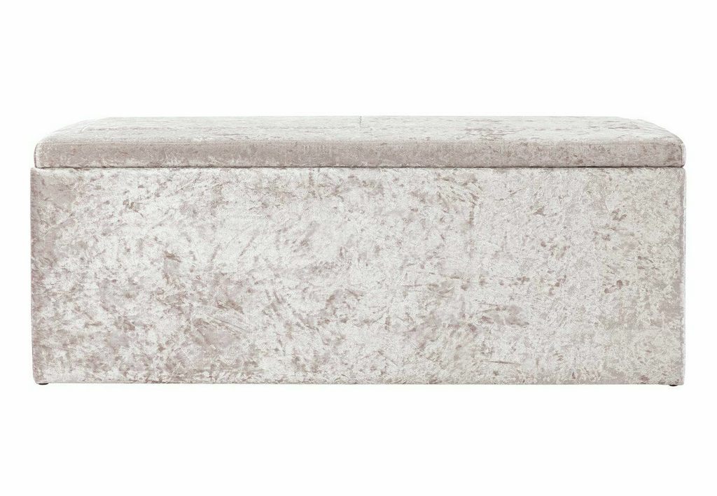 Home Kourtney Crushed Velvet Ottoman - Silver | Stylish Footstool Pouffe Living