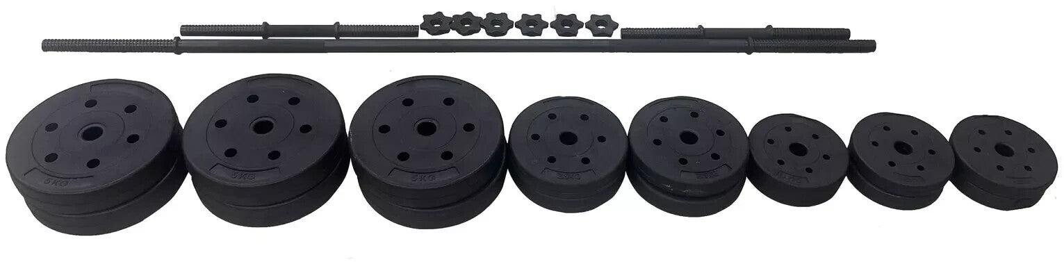 Opti Vinyl Dumbbell and Barbell Set - 50kg | Adjustable Dumbbells and Bar Set
