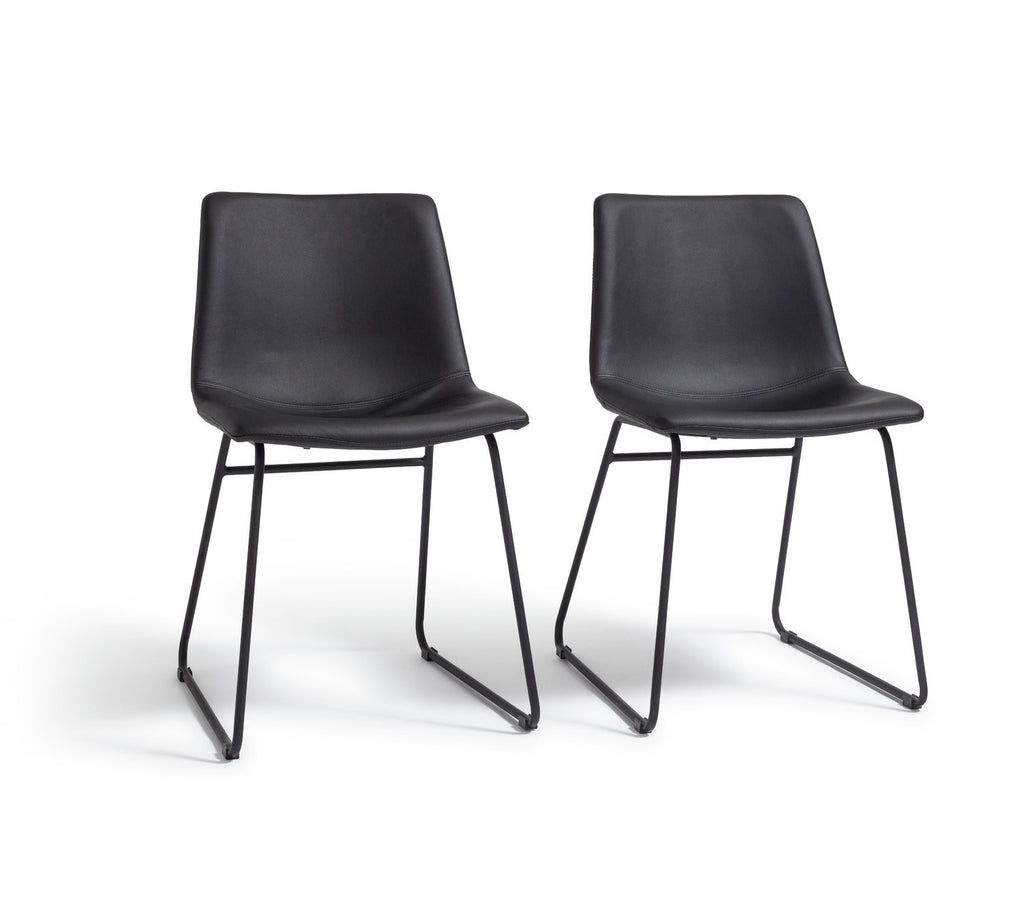 Joey Pair of Faux Leather Dining Chairs - Black | Modern dining chairs