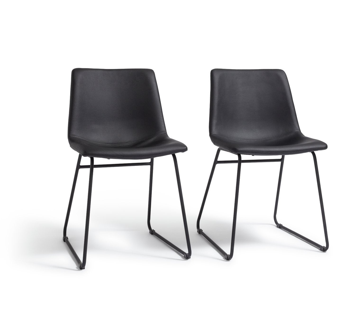 Joey Pair of Faux Leather Dining Chairs - Black | Modern dining chairs