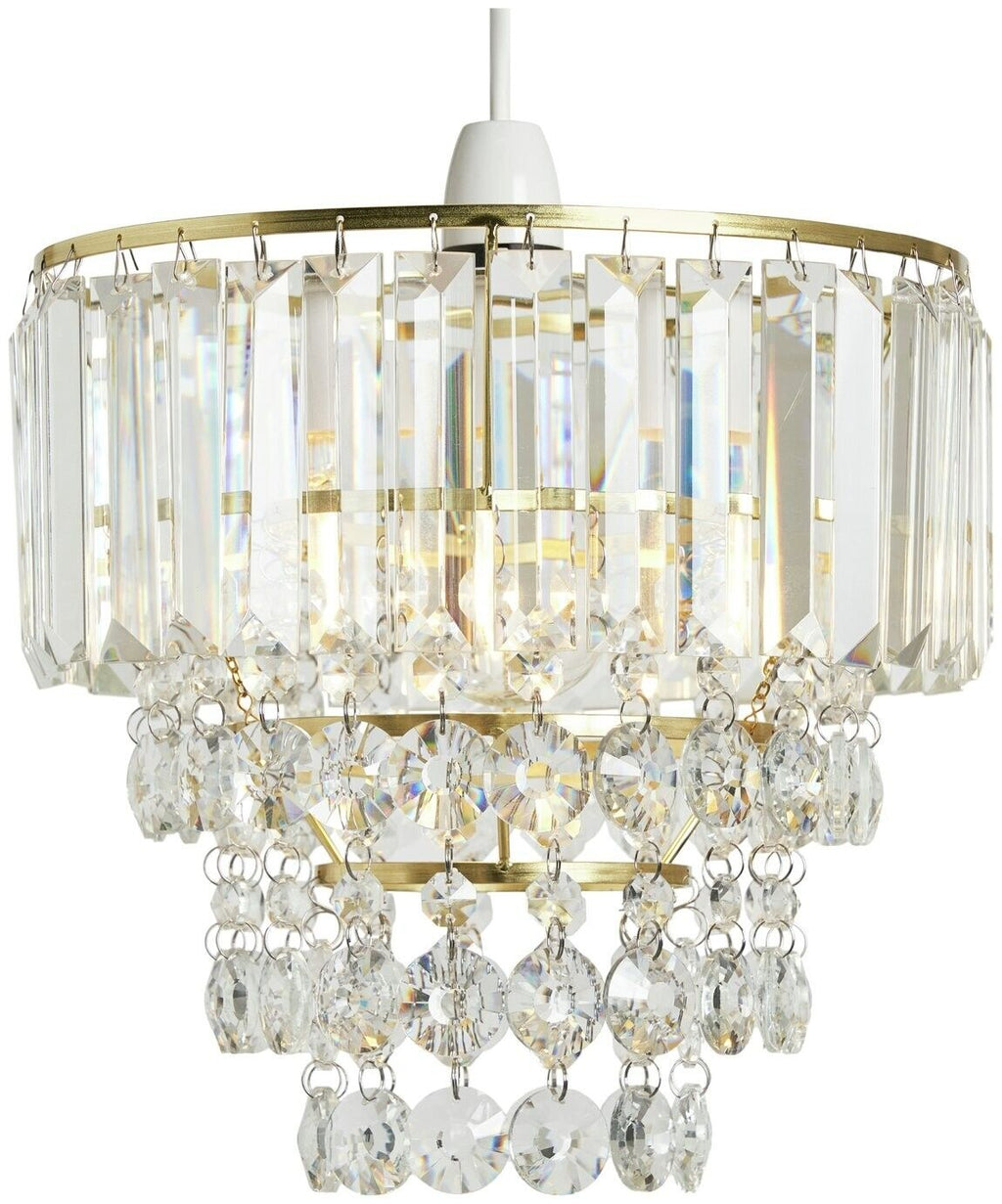 BHS Monroe Glass Easy Fit Pendant Light - Brass