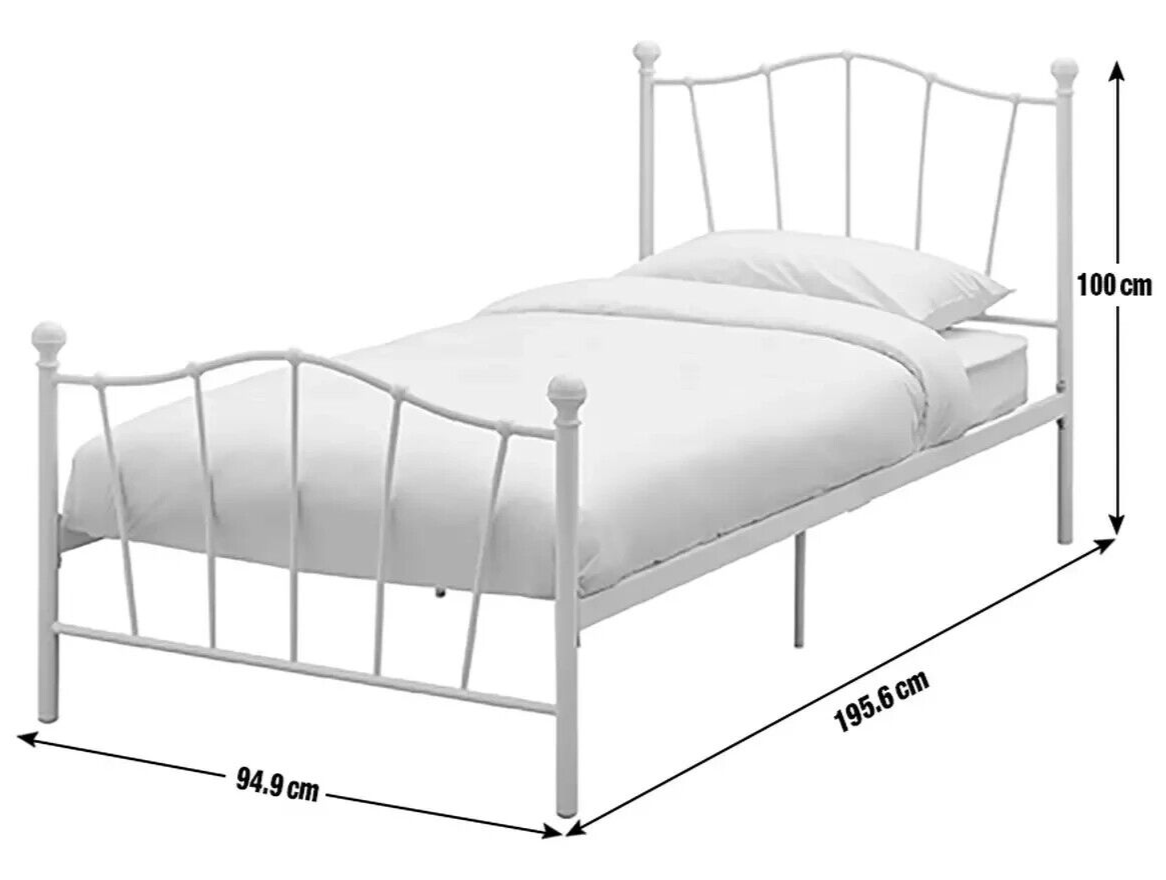 Fleur Single Metal Bed Frame - White