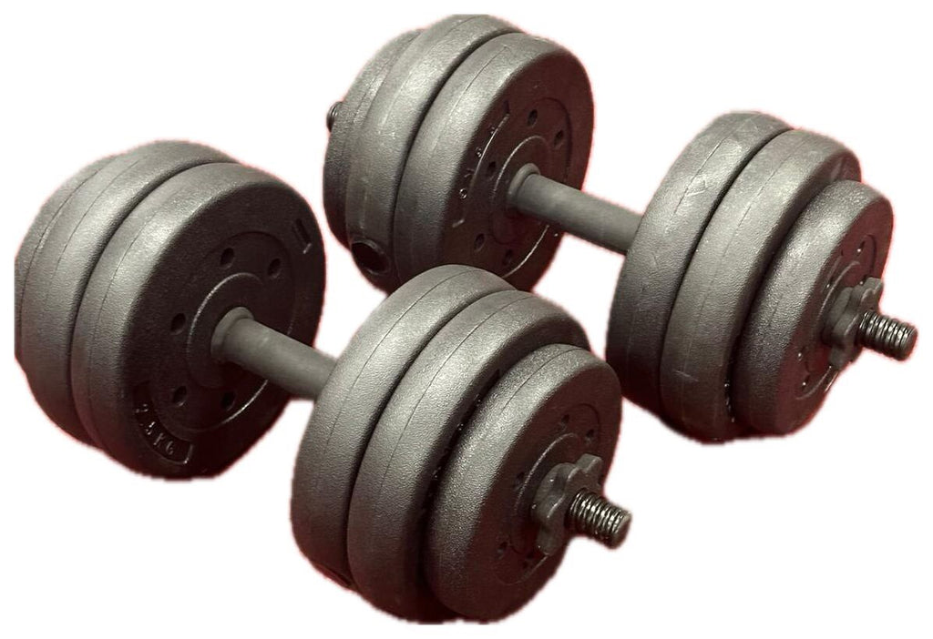 Adjustable Dumbbell Set 27kg With Spinlocks & Weight Plates - Pair Of Dumbbells