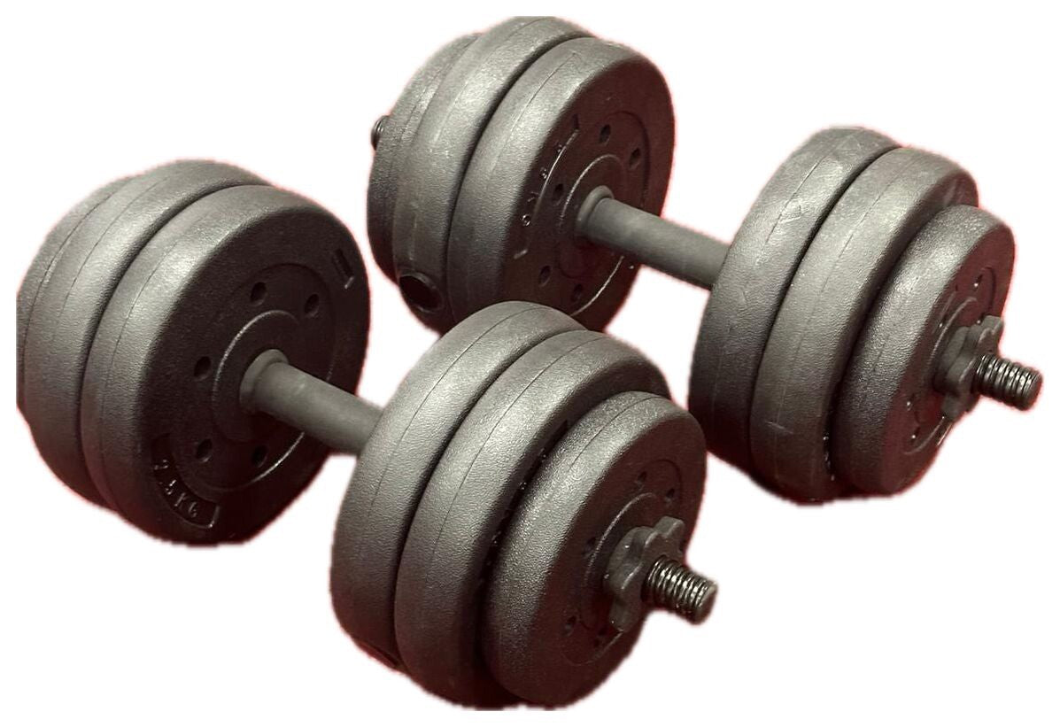Adjustable Dumbbell Set 27kg With Spinlocks & Weight Plates - Pair Of Dumbbells