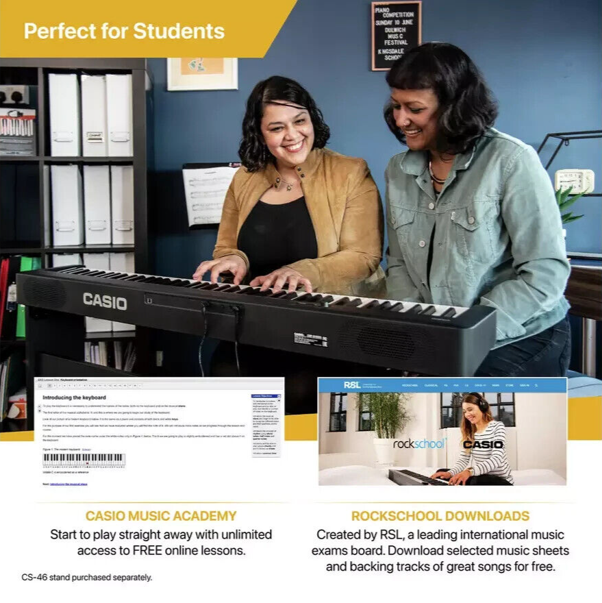 Casio CDP-S110BKST Digital Piano with Stand | 88 Key Compact Keyboard Black