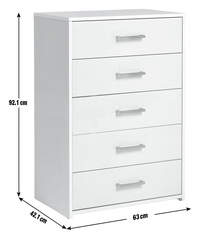 Home Oslo 5 Drawer Chest - White | Stylish Storage Furniture Bedroom Living Room