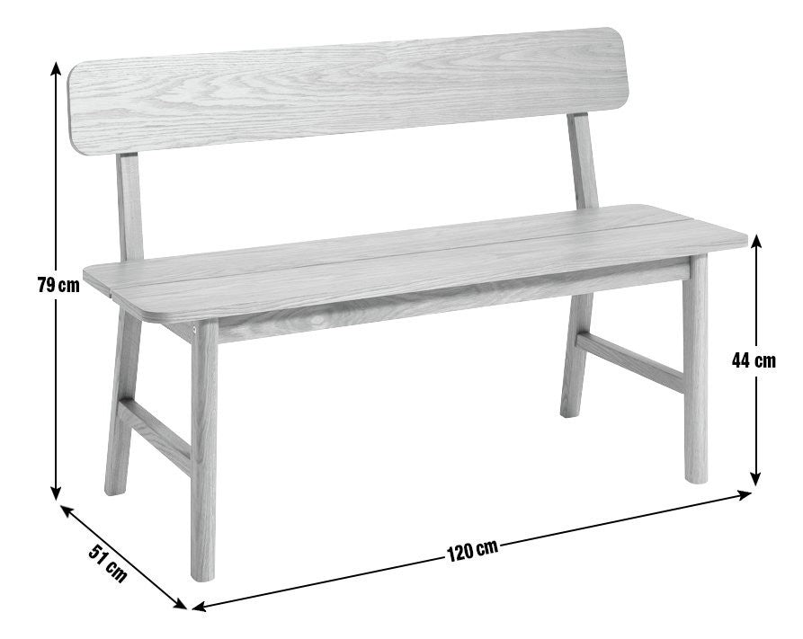 Nel Wood Veneer Dining Bench - Oak | Oak finish bench