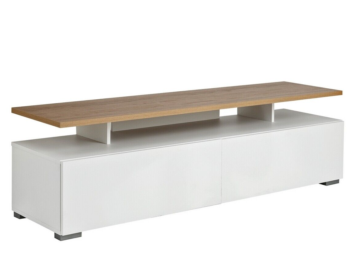 Habitat Floating Top TV Unit White Oak | Modern TV Stand Storage Cabinet Living
