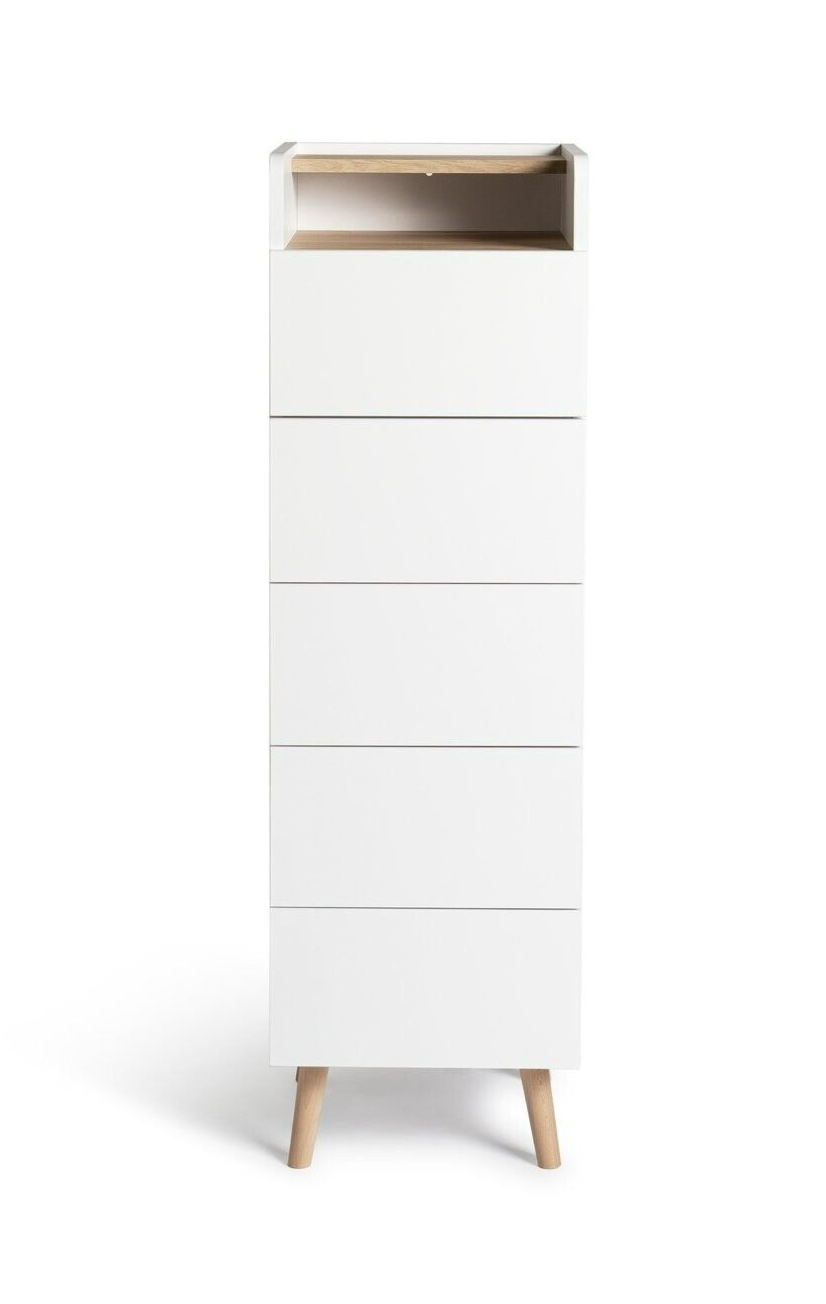 Habitat Skandi 5 Drawer Tallboy - White Two Tone