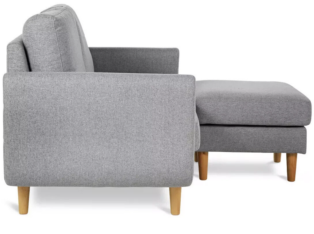 Habitat Remi Fabric 2 Seater Chaise Sofa in a box-Light Grey