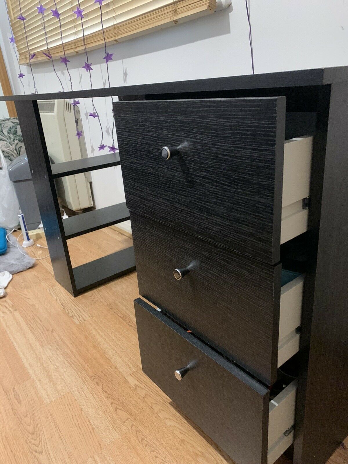 Home Malibu 3 Drawer Office Desk - Black | Study Desk with Storage Home Office