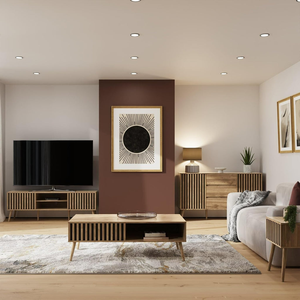 GFW Louvered 2 Door TV Unit - Oak