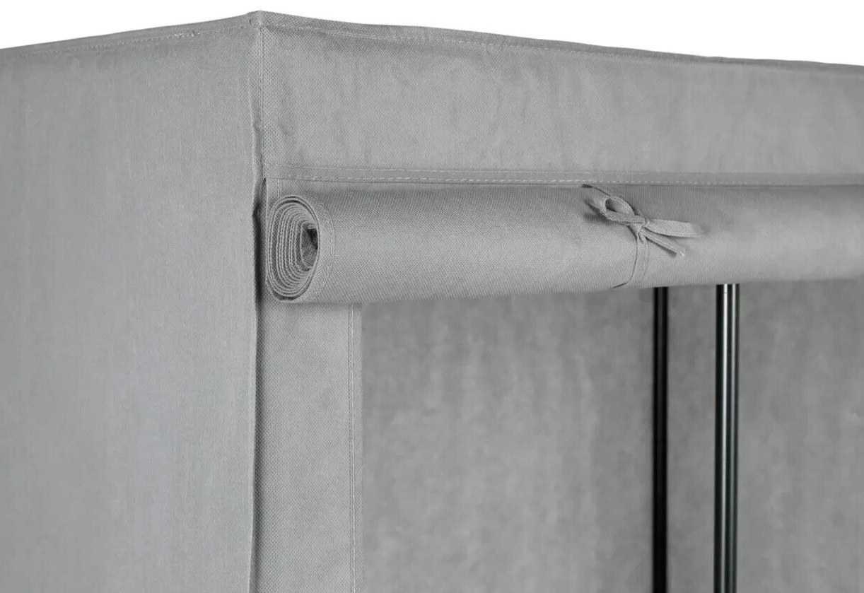 Home Covered Single Wardrobe with Storage Grey | Compact Closet Bedroom Hallway