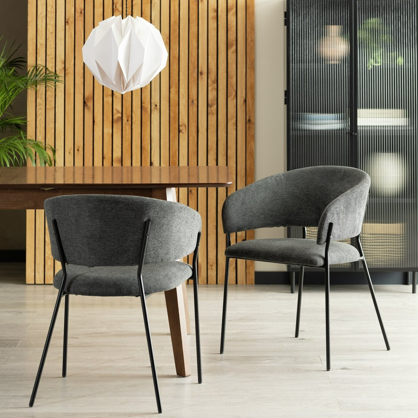 Habitat Sawyer Pair of Fabric Dining Chairs - Charcoal