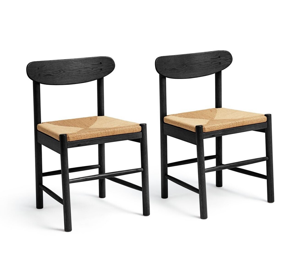 Habitat Hanna Pair of Wood Dining Chairs - Black