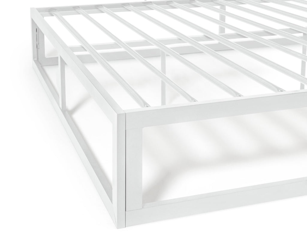 Platform Double Metal Bed Frame - White