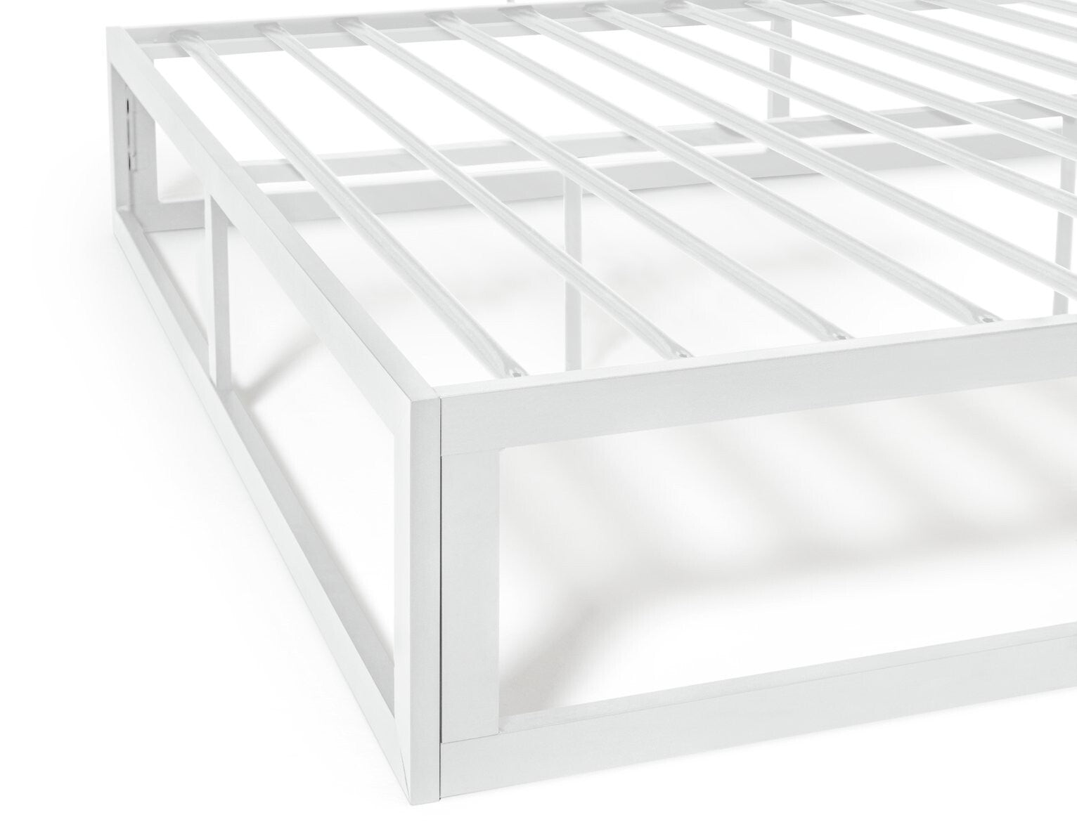 Platform Double Metal Bed Frame - White
