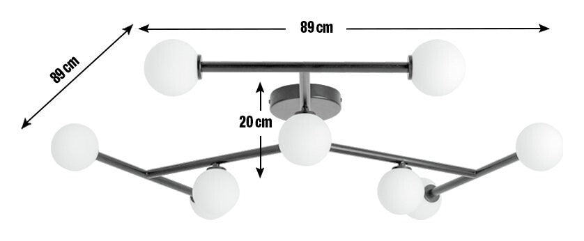 Alonso 9 Light Flush to Ceiling Light -Black & White